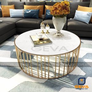 Bàn trà tròn mặt đá chân sắt - BT44