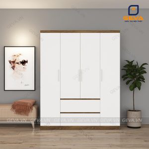 Tủ áo rộng 1m6 ngăn kéo nổi 4 cánh trắng - TA03