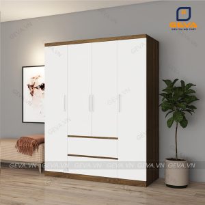 Tủ áo rộng 1m6 ngăn kéo nổi 4 cánh trắng - TA03