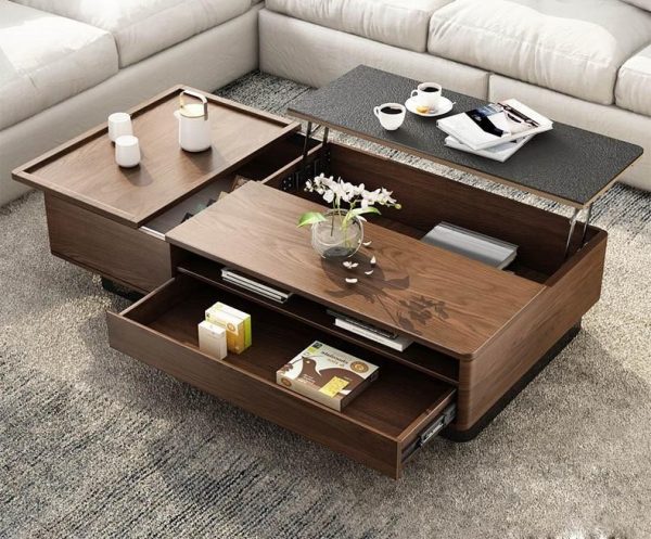 Bàn trà kết hợp ngăn kéo vô cùng tiện nghi và hiện đại.
