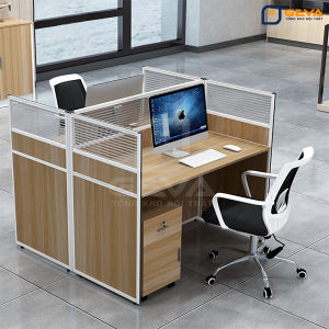 Cụm bàn 2 người có vách ngăn gỗ, kính CB1212