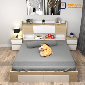 Giường ngủ hiện đại có kệ trang trí GN34